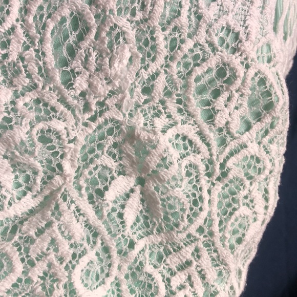 Lacey open knit Easter dress mint green white overlay sz 16 - Picture 10 of 15
